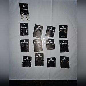 Playboy Bunny Logo Stud Earrings Collection - Black Display Cards